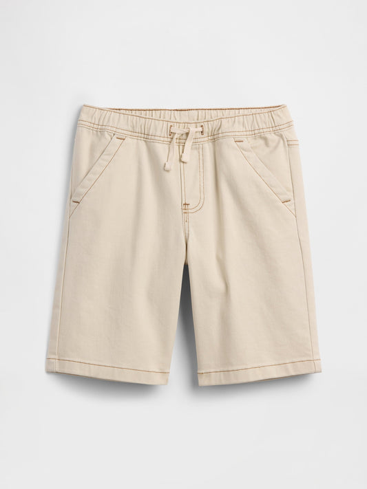 Krem Pull-on Loose Denim Şort