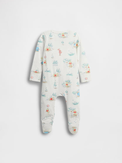 Beyaz Winnie The Pooh Organik Pamuklu Footed Tulum