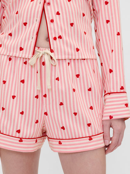 Pembe Gap × Summer Fridays Flannel Hearts Pijama Boxer Şort
