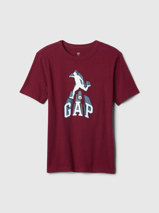 Bordo Gap Logo Grafikli T-Shirt