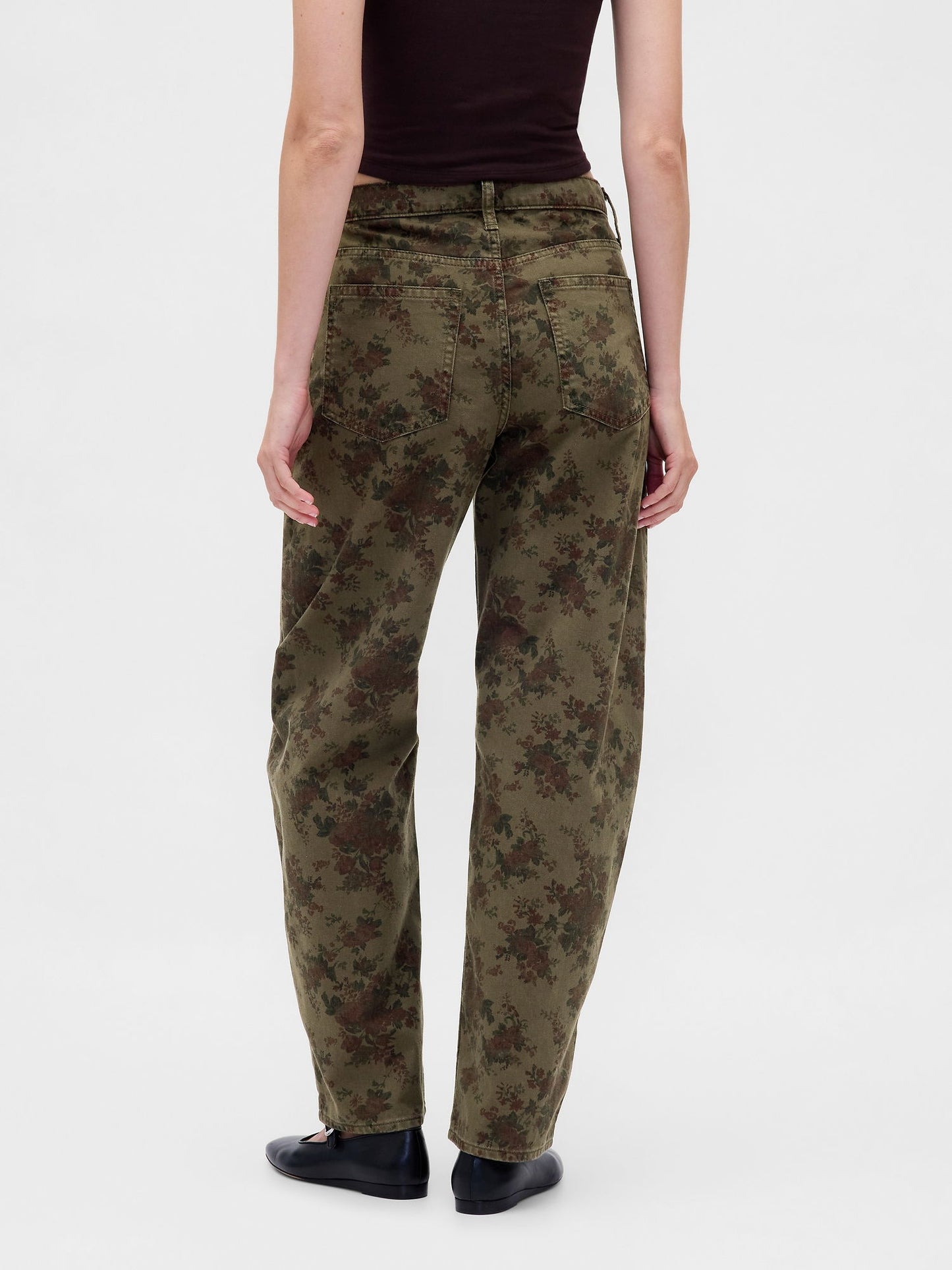 Haki High Rise Barrel Jean Pantolon