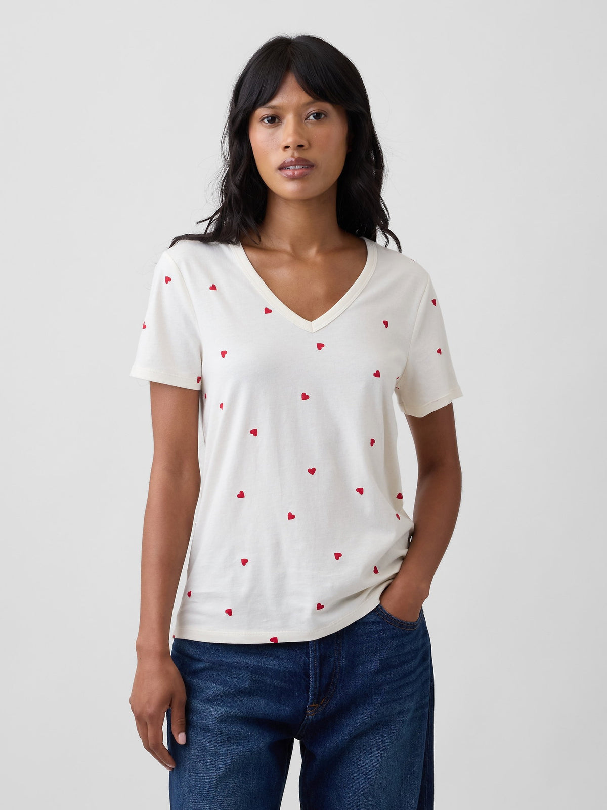 Kırık Beyaz Favorite V-yaka T-shirt