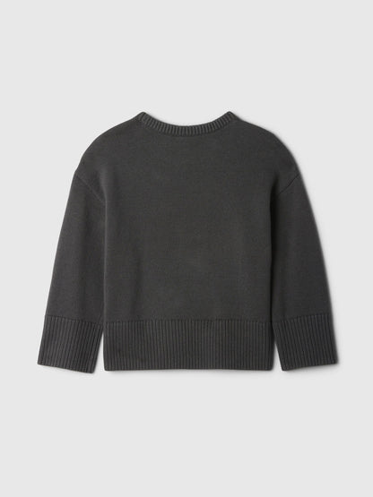 Siyah Babygap 24/7 Bölünmüş Kenar Intarsia Kazak