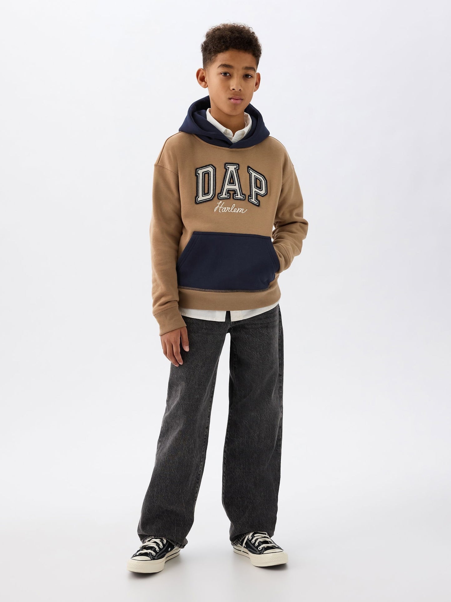 Kahverengi Dap × Gap Renk Blok Logolu Sweatshirt