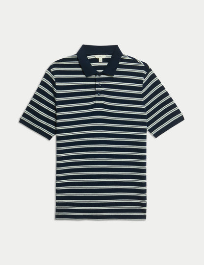 Pamuklu Çizgili Polo Yaka T-shirt