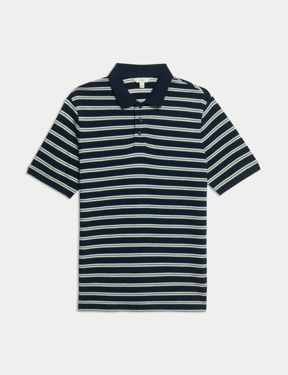 Pamuklu Çizgili Polo Yaka T-shirt