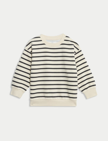 Pamuk Karışımlı Çizgili Sweatshirt (2-8 Yaş)