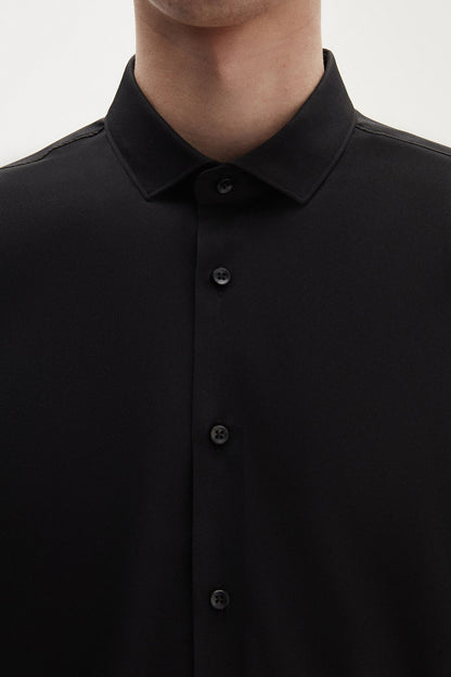 Tween Slim Fit Siyah Düz Travel Gömlek