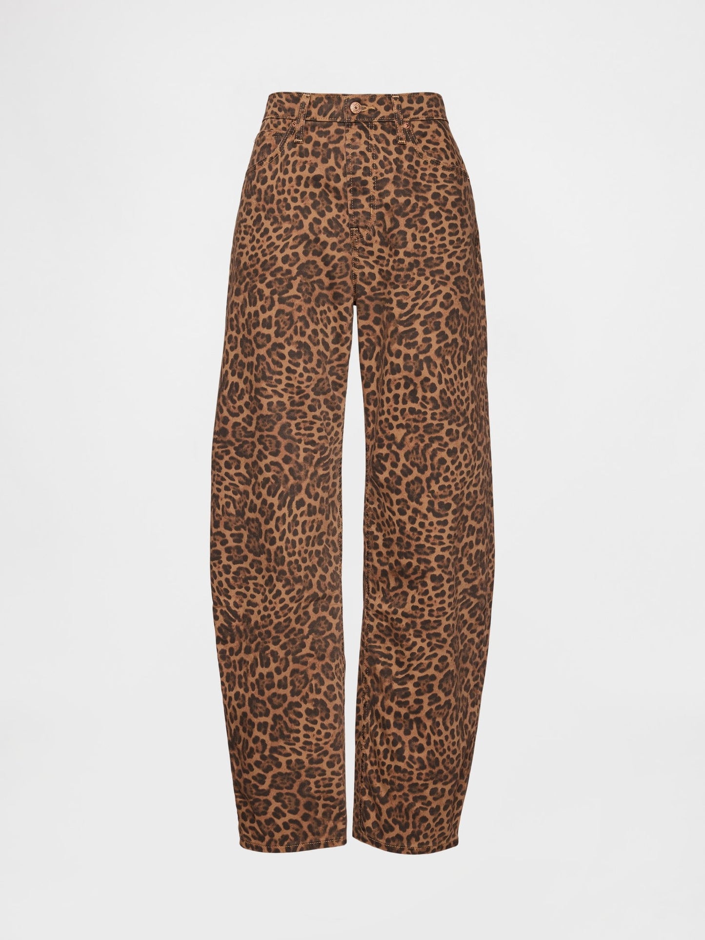 Kahverengi High Rise Barrel Jean Pantolon