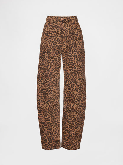 Kahverengi High Rise Barrel Jean Pantolon