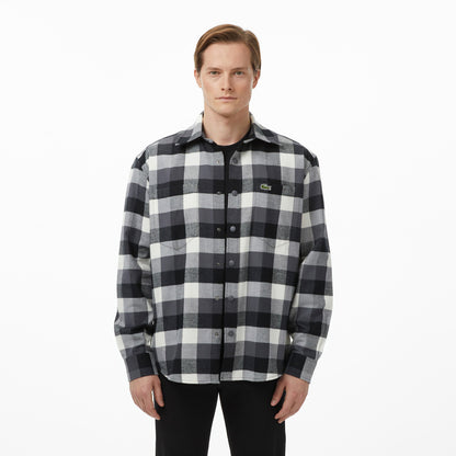 Lacoste Erkek Relaxed Fit Kareli Siyah Gömlek