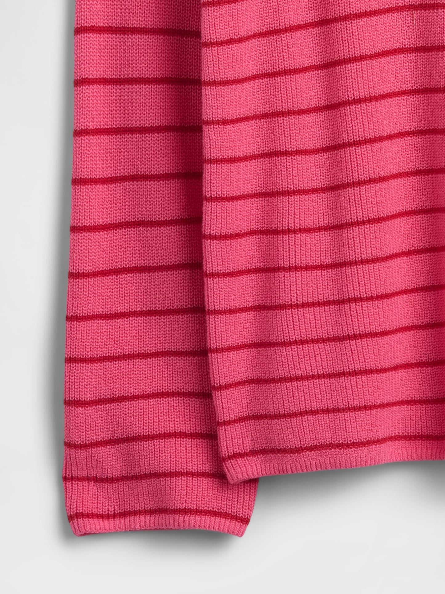 Pembe Oversized Çizgili Shaker Örgü Kazak