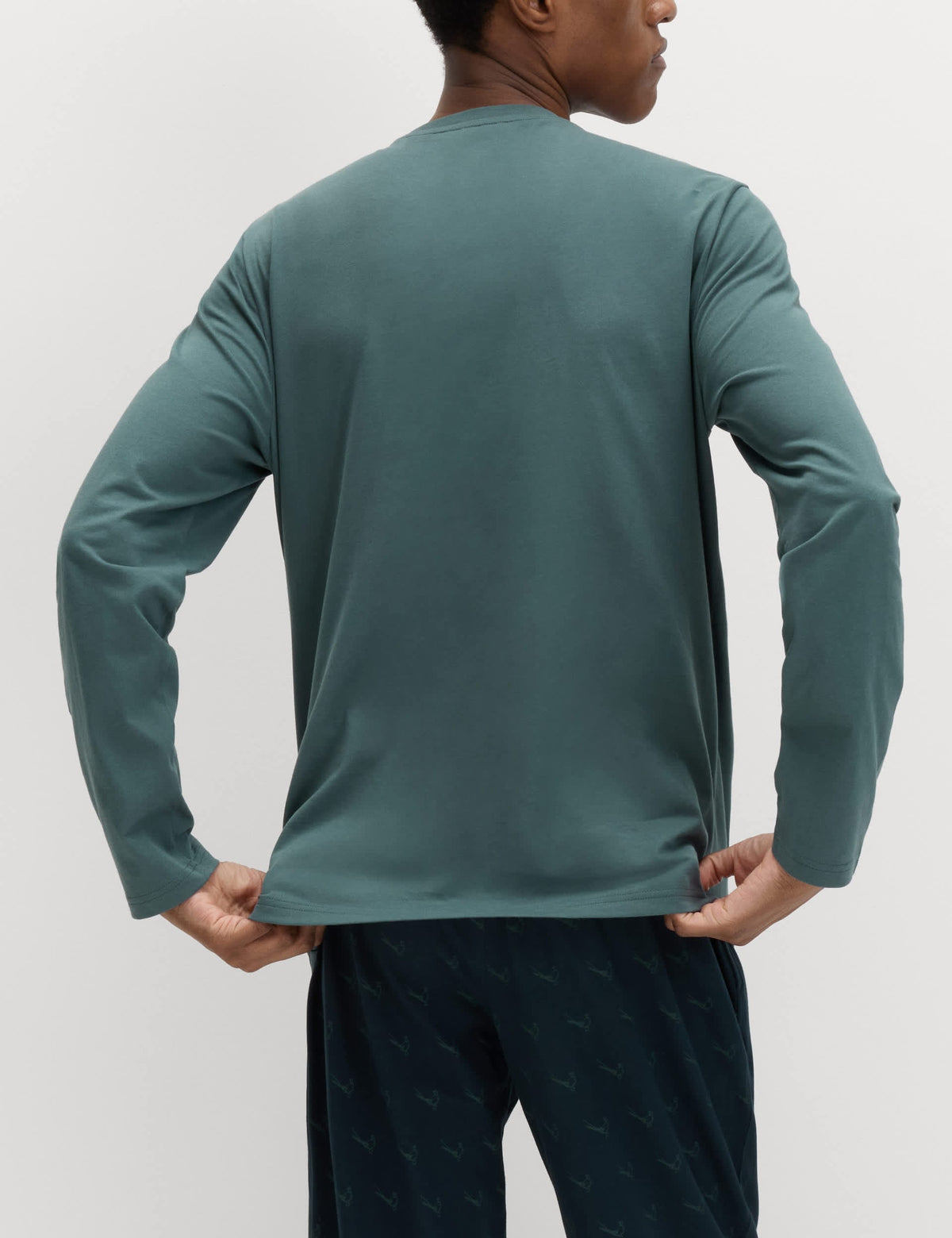 Saf Pamuklu Sülün Desenli Pijama Takımı