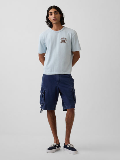 Açık Mavi Heavyweight Gap Logo Relaxed Crop T-shirt
