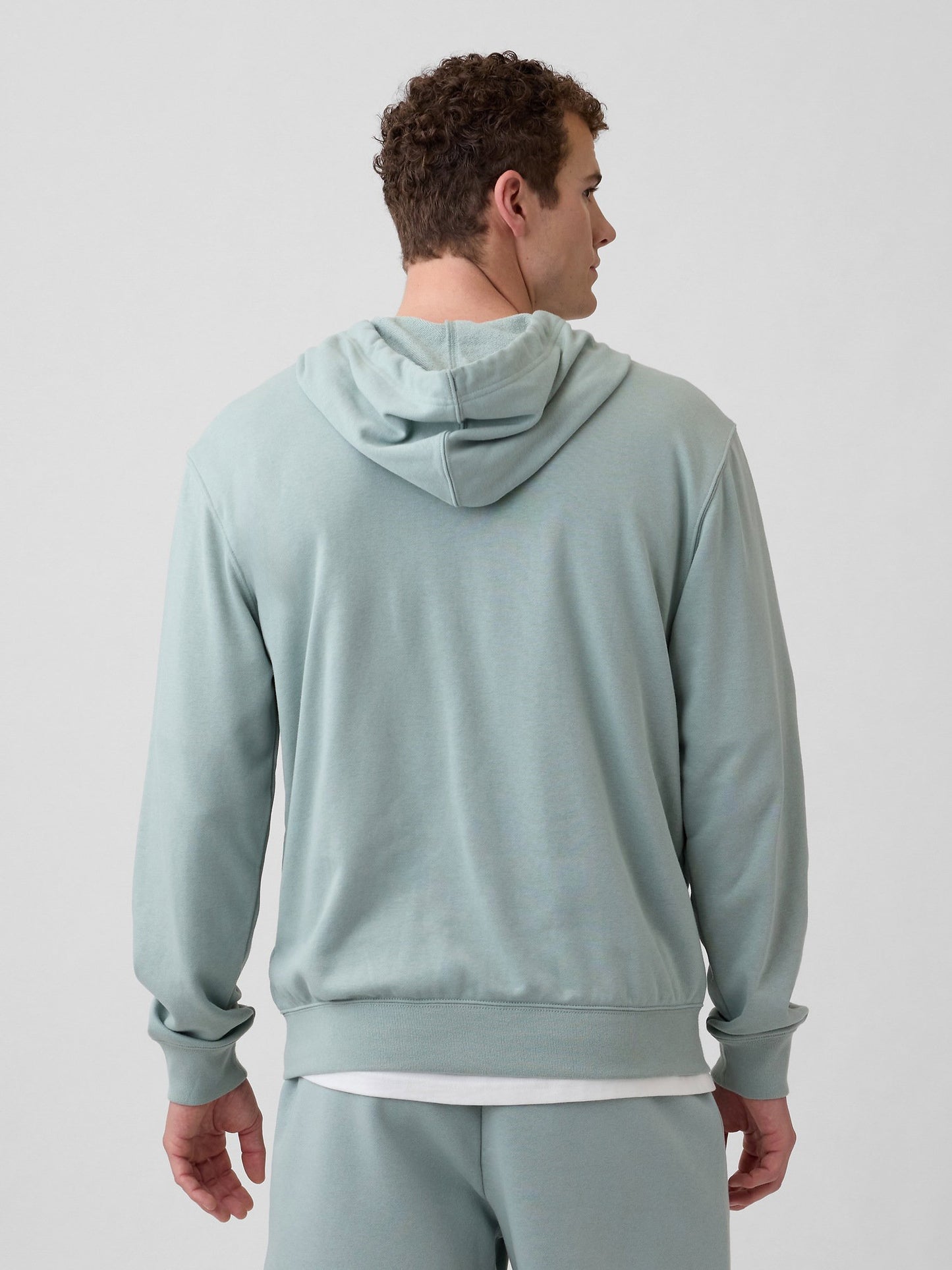 Açık Yeşil Relaxed Gap Logo Fransız Havlu Kumaş Fermuarlı Sweatshirt