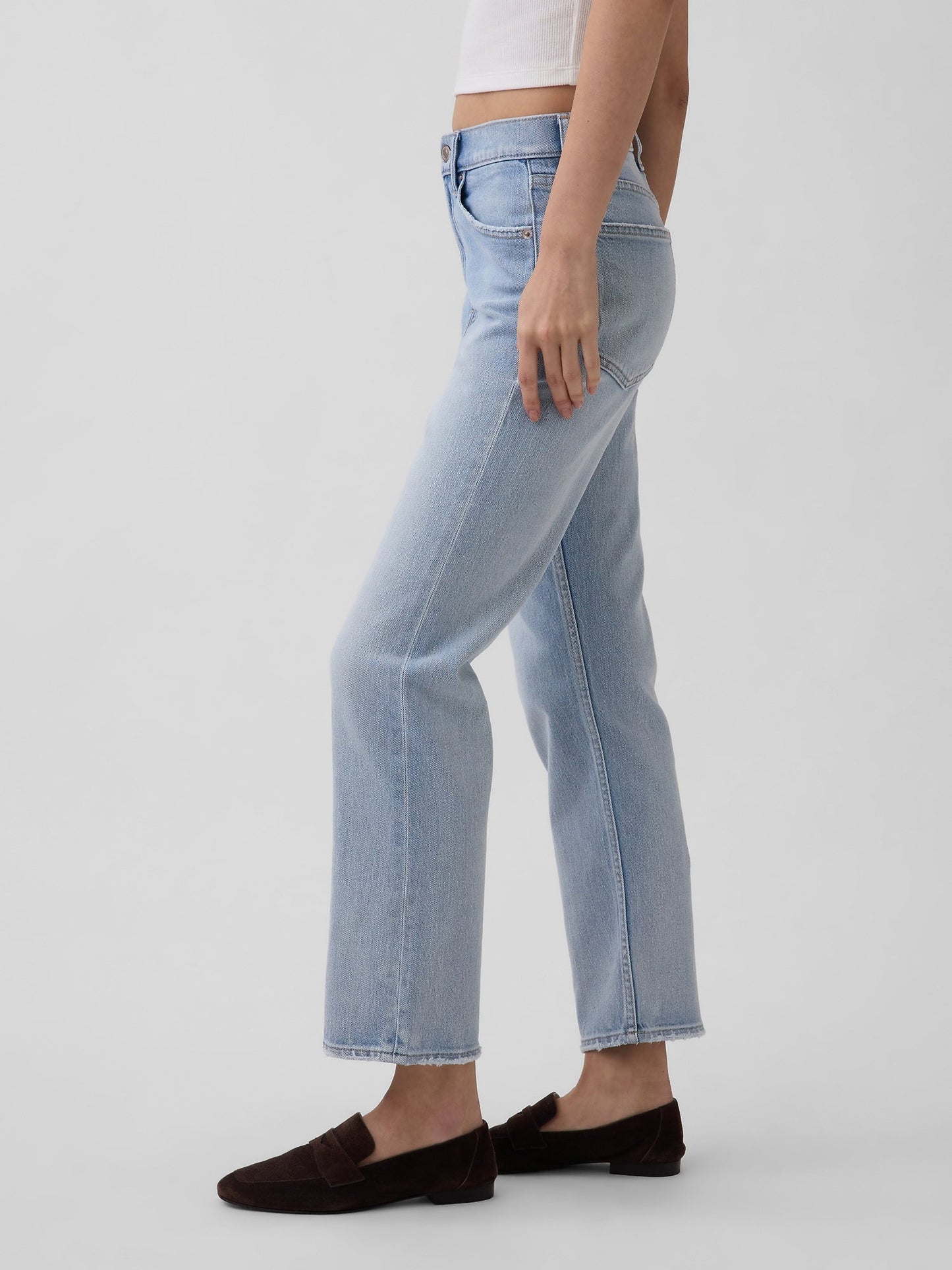Açık Mavi High Rise ’90s Slim Straight Crop Jean Pantolon