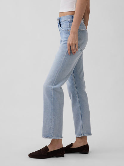 Açık Mavi High Rise ’90s Slim Straight Crop Jean Pantolon