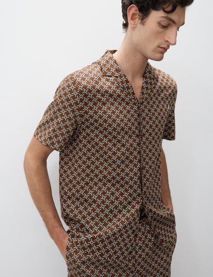 Pamuk Karışımlı Geometrik Desenli Pijama Üstü