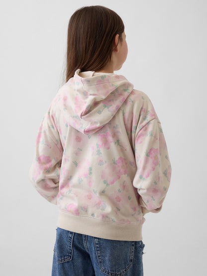 Açık Pembe Relaxed Gap Logo Fransız Havlu Kumaş Fermuarlı Sweatshirt