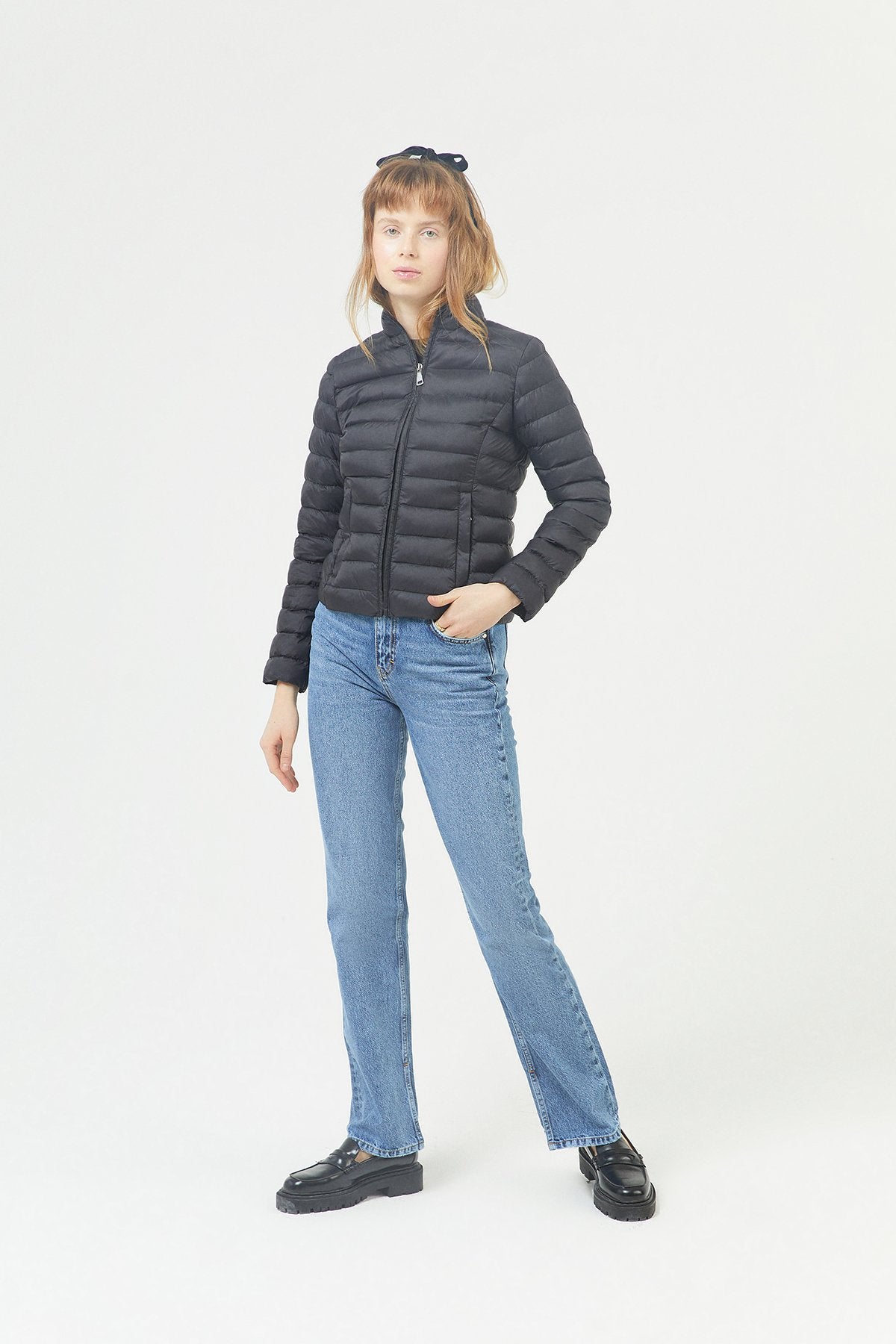 Siyah Ince Şişme Mont