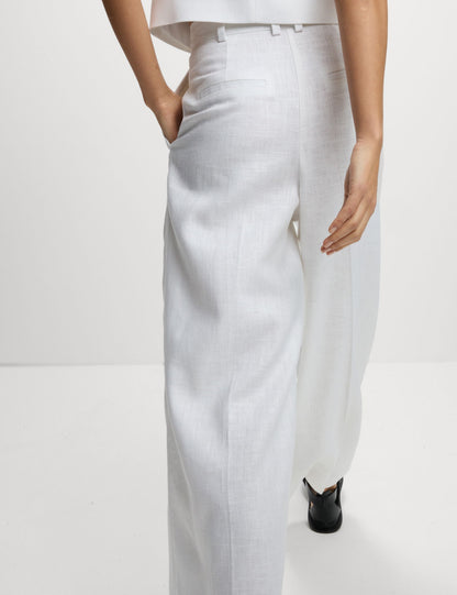 Keten Twill Wide Leg Pantolon