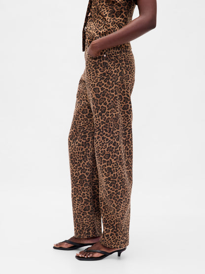 Kahverengi High Rise Barrel Jean Pantolon