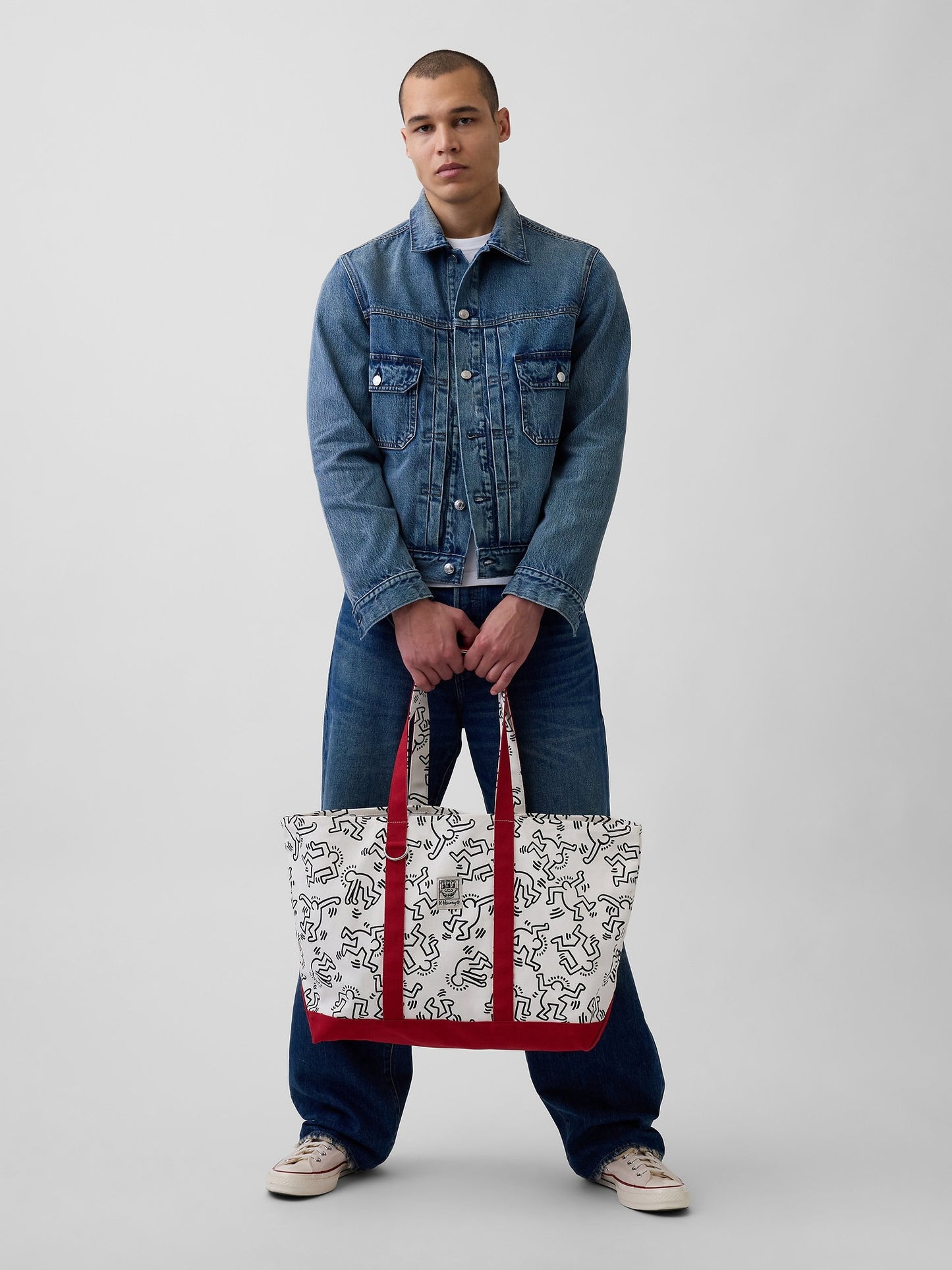 Kırık Beyaz Keith Haring Kanvas Tote Çanta