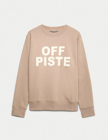 Pamuk Karışımlı Yuvarlak Yaka Kayak Sweatshirt