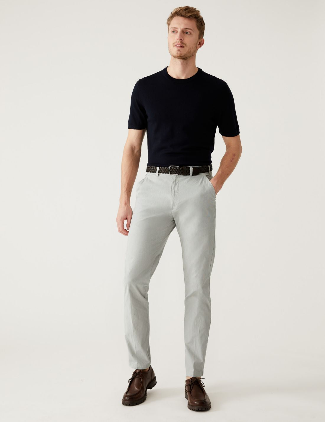 Slim Fit Dokulu Chino Pantolon