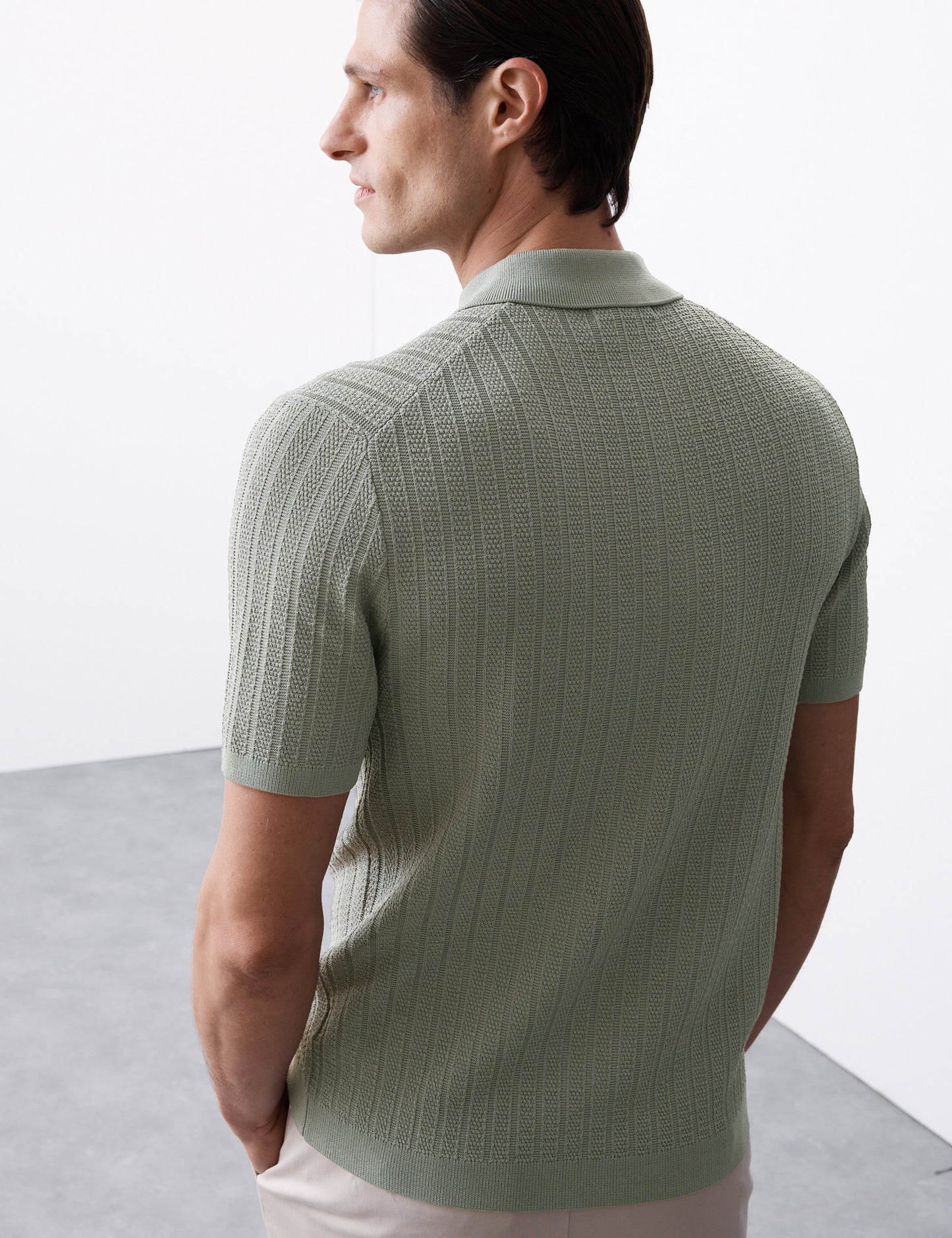 Dokulu Viskon Örme Polo T-shirt