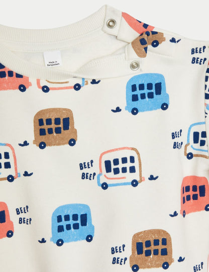 Desenli Yuvarlak Yaka Sweatshirt (0-3 Yaş)