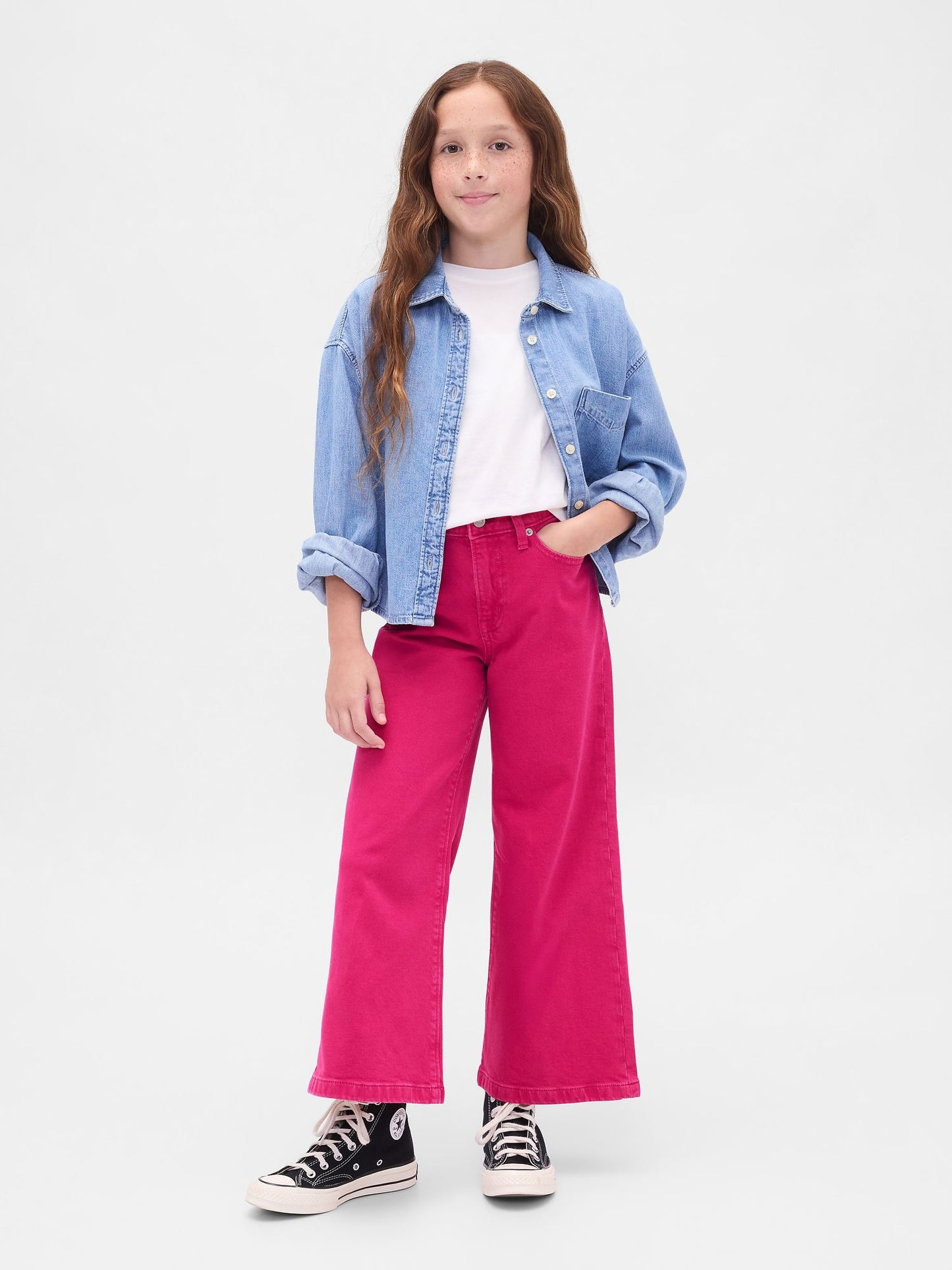 Pembe High Rise Stride Wide-leg Ankle Jean Pantolon