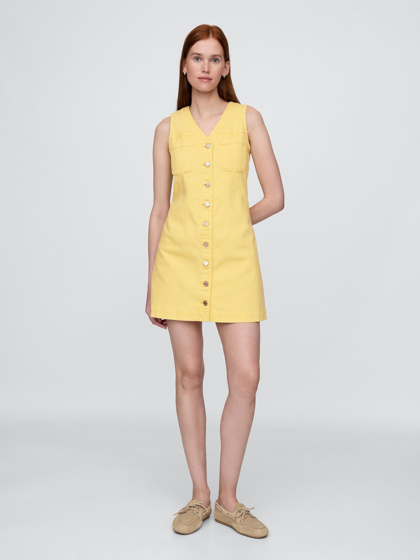 Sarı Denim Mini Elbise