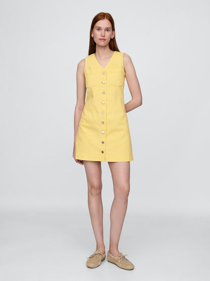 Sarı Denim Mini Elbise