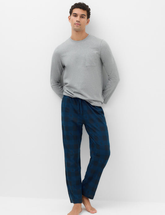 Saf Pamuklu Ekose Desenli Pijama Takımı