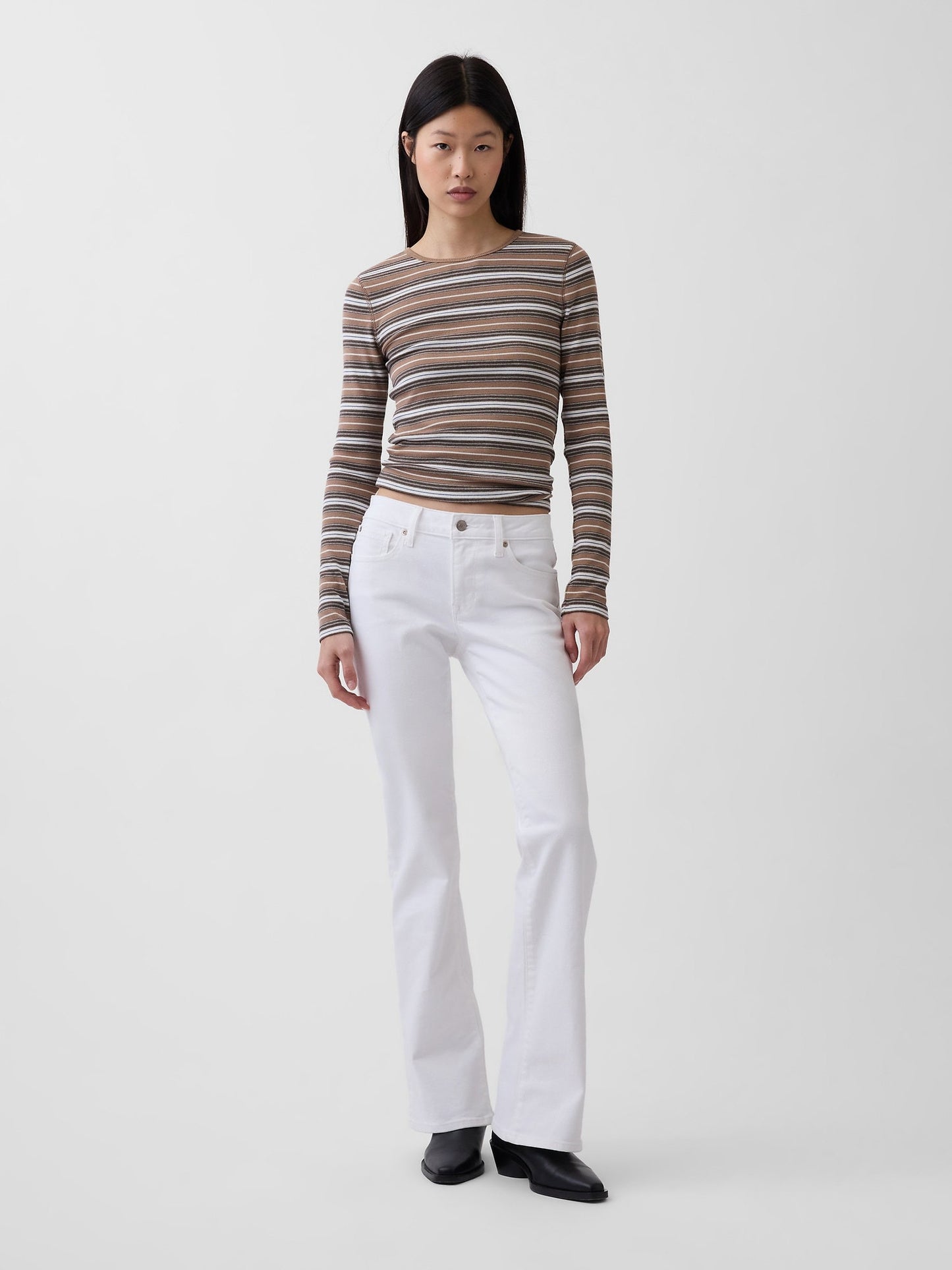 Beyaz Low Rise Long & Lean Jean Pantolon