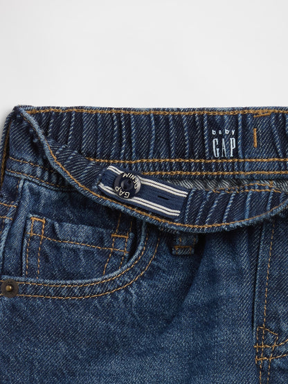 Koyu Mavi Ultrasoft Denim Pull-on Baggy Şort