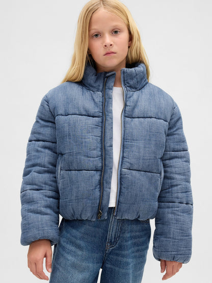 Mavi Cozy-lined Denim Şişme Puffer Mont