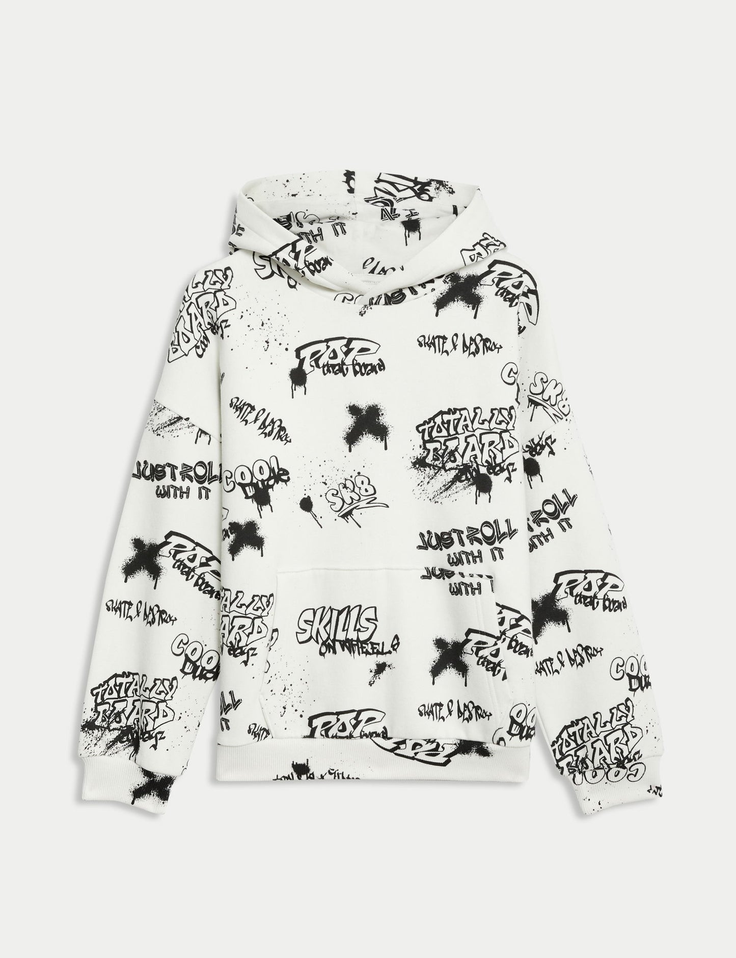Graffiti Desenli Kapüşonlu Sweatshirt (6-16 Yaş)