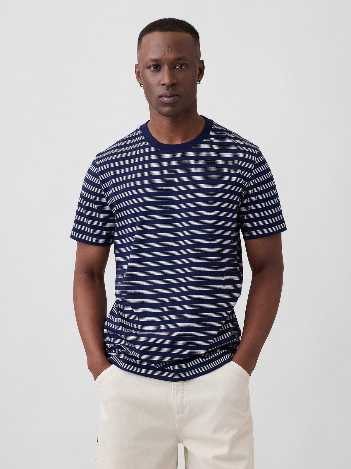 Lacivert Relaxed Bisiklet Yaka T-shirt