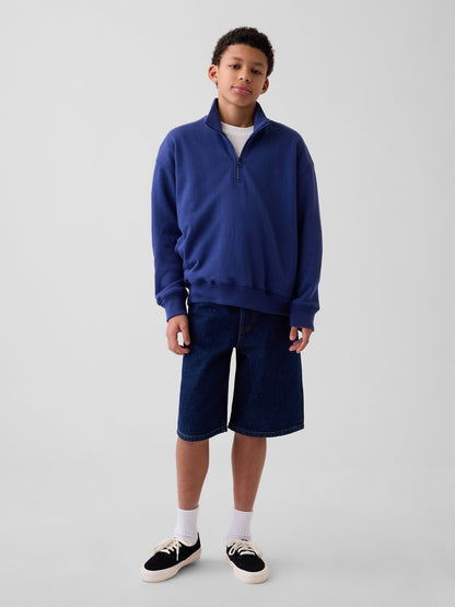 Kobalt Mavisi Vintagesoft Terry Relaxed Yarım Fermuarlı Sweatshirt
