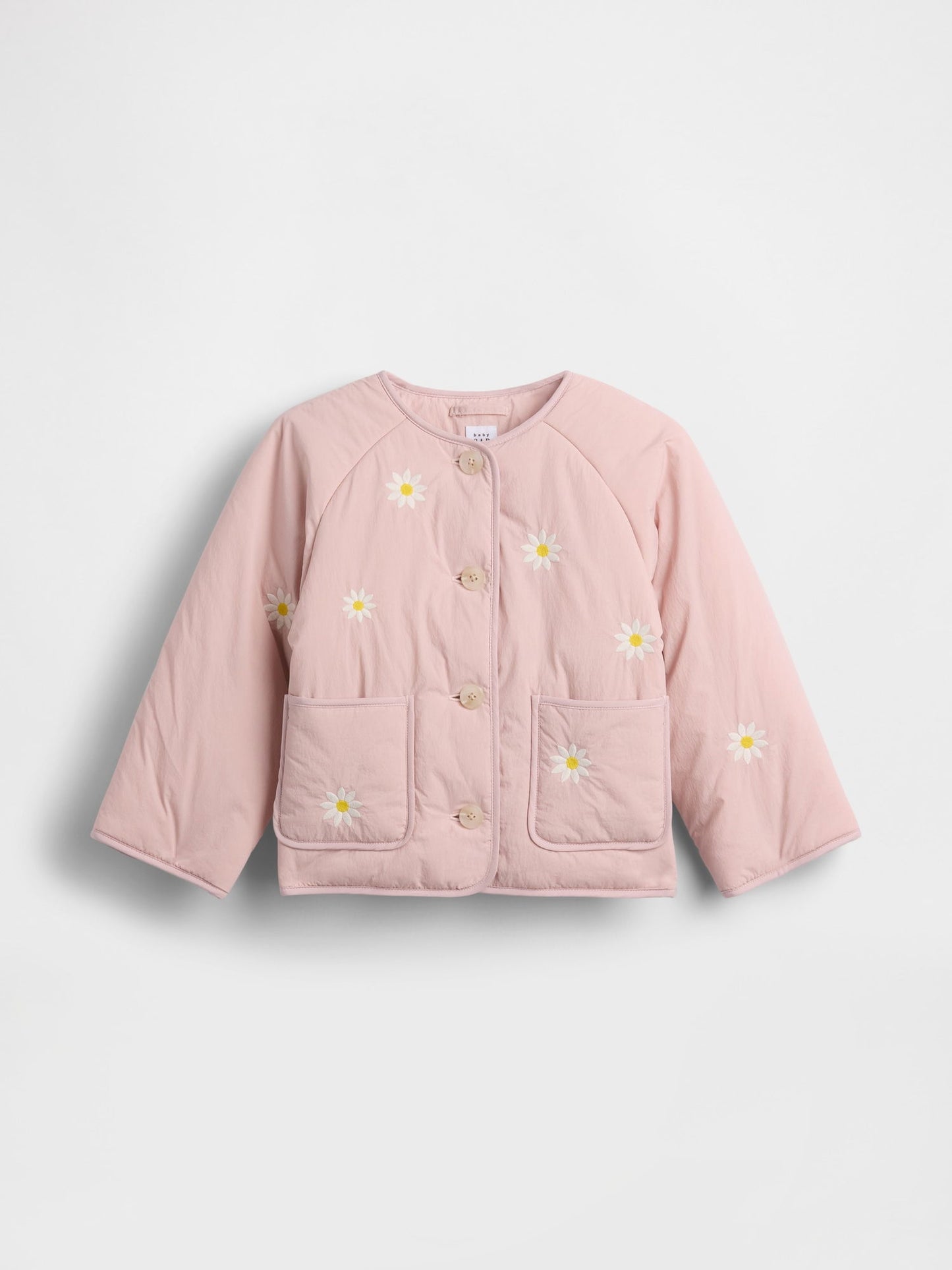 Açık Pembe Floral Embroidered Kapitone Ceket