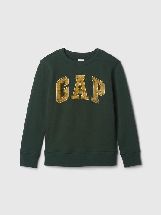 Koyu Yeşil Gap Logo Grafikli Fleece Sweatshirt