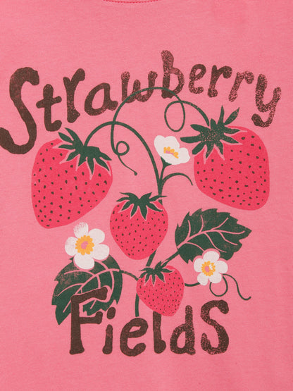 Pembe Grafik Baskılı T-shirt