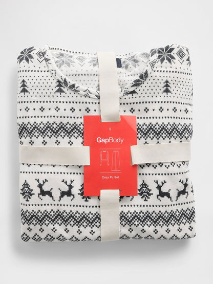 Kırık Beyaz Fair Isle Pijama Takımı