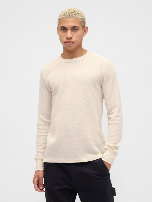 Kırık Beyaz Gap Logo Waffle-knit Crewneck T-shirt