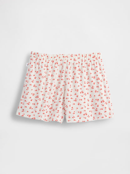 Çiçek Desenli Çocuk Geri Dönüştürülmüş Fitilli Pijama Şortları
