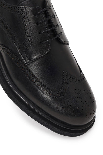 Erkek Siyah Bağcıklı Deri Casual Ayakkabı