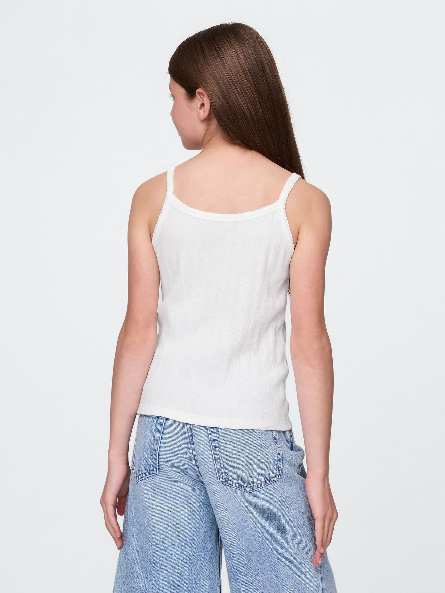 Beyaz Pointelle Fitilli Cami Bluz