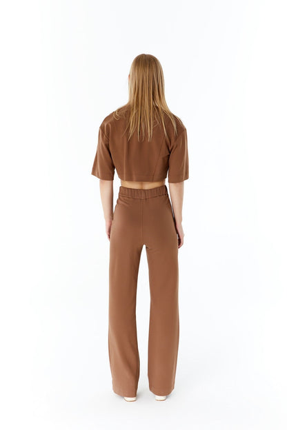 Camel Basic Crop T-shirt